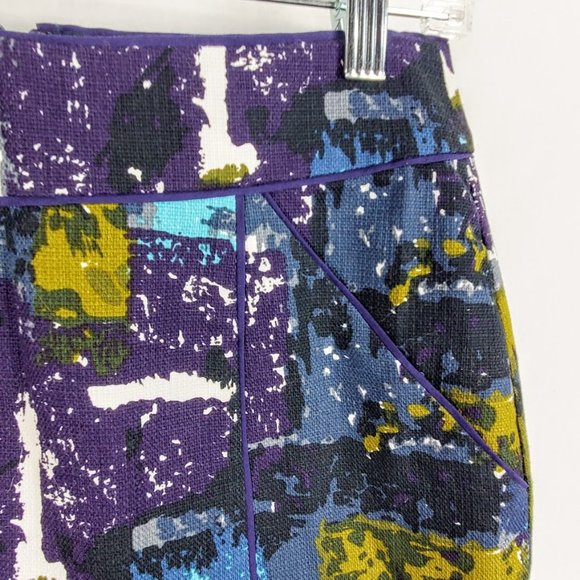 Tabitha Anthropologie Liquid Acres Pencil Skirt Size 4 MCM Fabric - Picture 2 of 4